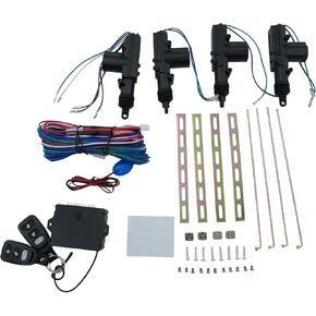 Universal 4PCS Car Power Door Lock Actuator Kit with 2 Remote Controls 12V Keyless Entry System for Central Locking Conversion - Black