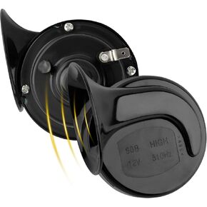 2pcs 12v قرن السيارة بصوت عالٍ مع أدوات التثبيت ، تم ترقيته 300 ديسيبل دراجة نارية صوت مجسمة ، حلزون يشبه المظهر إكسسوارات سيارة هورن للدراجة النارية للسيارات الدفع الرباعية (أسود)
