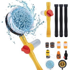Rotating RV Car Wash Brush with Long Handle, Automatic Foaming, Pressure Washer Gun and Hose Nozzle