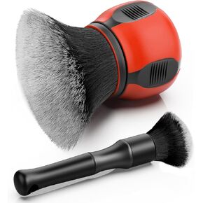 Soft Bristle Brush, Car Betailing Brushes with 2-in-1 Curveball XL Synthetic Brushes for Interior and Exterior, Automotive Interior Dusting Brush Car Supplies for Truck, SUV, RV, 2Pcs, Red