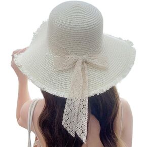 Women Foldable UV Protection Bowknot Wide Brim Floppy Beach Sun Visor Hats Breathable Summer Straw Hat