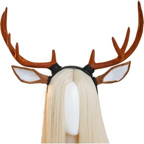 MOSTORY Reindeer Antlers Headband for Women - Brown Antler Headpiece for Adult Cosplay Renaissance Renfaire Photo Shoot