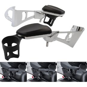 Motorcycle Passenger Armrests Adjustable with Cup Holder for Harley Touring Electra Glides Road Glide Ultra Tri Glide 1997-2013 Motorbike Accessories Parts Chrome
