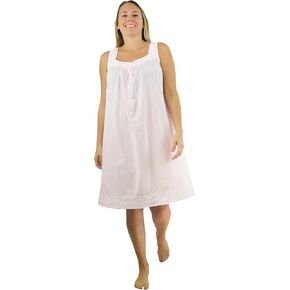 LA CERA Women's Cotton Embroidered Chemise, Sleeveless, Buttons, Hemline, Machine Wash, Side Pocket