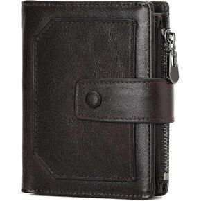 GAEKEAO Genuine Leather Wallets for Men with Zipper, RFID Blocking Mens Wallet with Coin Pouch, Bifold Wallet with 2 ID Windows in Gift Box, Billeteras de Hombres