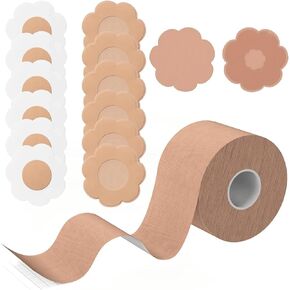 Boob Tape for Breast Lift, 7M x 7.5CM + 12 Nipple Covers, Strong Hold, Large Breasts