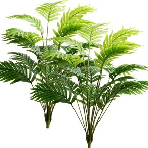 2pack Artificial Palm Leaves Tree Branches Fake Palms Frond Faux Tropical Plants for Palm Sunday Floral Arrangement Hawaiian Luau Jungle Beach Wedding Party (2, Green)