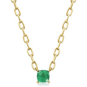 Ross-Simons 0.50 Carat Emerald Paper Clip Link Necklace in 18kt Gold Over Sterling