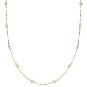 Ross-Simons 1.00 ct. t.w. Bezel-Set CZ Station Necklace in 18kt Gold Over Sterling
