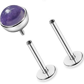 16G Titanium Amethyst Flat Back Stud أقراط ، G23 G23 Gemstone Screw Back Helix Piercing ، G20