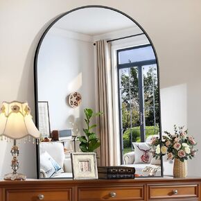 CIRCUMI Arched Wall Mirror, 36"x48" Black Arched Mirror with Tempered Glass, Metal Frame, Large Mirror for Bathroom, Living Room,Entryway,Over Sink, Arch Mirror for Decor, Shatterproof&Crystal-Clear