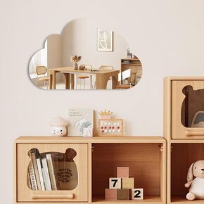 Cute Anti-Scratch Mark Non-Punch Acrylic Cloud Mirror Set,High Definition Wall Mirrors for Homes, Offices and Children's Rooms, are Not Brittle or Deformable