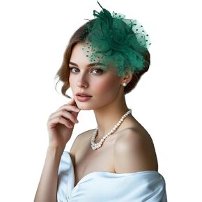 قبعات Curasa fascinators للنساء 20s شاي شاي قبعات Derby Mesh Flower Flower Feathers Clip Cocktail Ribbons