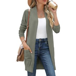 Anymiss Womens Lightweight Cardigan Sevents متماسكة Kimono السترات الناعمة كبيرة الحجم مع جيوب S-3X