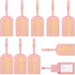 8 PCS Mexico Leather Luggage Tags Bridesmaid اقتراح هدايا لقاءني في المكسيك علامات الأمتعة للعرائس هدايا Bridal Bachelorette Travel Travel (أبيض)