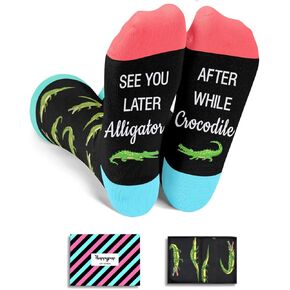 HAPPYPOP Silly Alligator Gifts for Women Men - Crazy Alligator Socks Crocodile Socks, Gator Gifts Teens Girls Boys