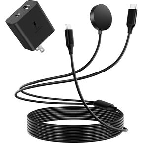 for 2 in 1 Samsung Watch Charger,5FT 25W Dual Port Wall Charger Fast Charging Block Compatible with Galaxy Watch 7/6/6 Classic/5 Pro/5/4 /4 Classic/3/Active2/1,Galaxy S24/S23/22/21 Note/Z Fold