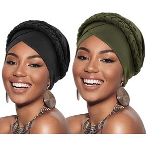 African Women Turban Caps Pre-Tied Twisted Turbans Head Scarf for Women Hair Wraps Cover Beanie Cancer Chemo Headwear