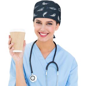Scrub Cap Working Cap with Sweatband Adjustable Tie Back Hat Nurse Surgical Caps for Women Men