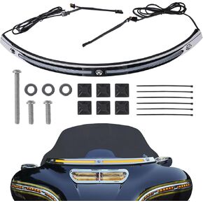 LED Running Turn Signal Light Windshield Windscreen Trim Fit for Harley 2014+Touring Electra Glide Street Glide Ultra Limited (Black Windshield Trim, LED Running/Turn Signal, Smoke Lens)