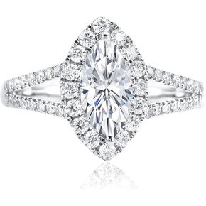 Marquise Cut Moissanite Engagement Ring For Women 18 K White Gold Plated S925 Sterling Silver Modern Ring For Her in Saudi Arabia