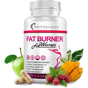Fat Burner for Women with Raspberry Ketones, Green Tea & African Mango – Best Diet Pills that Work Fast for Women, All-Natural Weight Loss Supplements Supports Metabolism & Belly Fat Burn, 60 Capsules