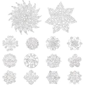 kilofly 14pc Bridal Rhinestone Crystal Flower Bouquet Corsage Wedding Brooch Pin
