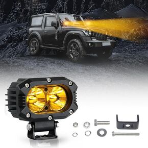 4.5 Inch LED Pod Lights, 120W 13920LM High Brightness Driving Auxiliary Light, Offroad Lights with White DRLs & Amber Turn Signal Light for Truck ATV UTV Pickup - 2Pack