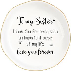 Birthday Gifts for Women Best Friend, to My Sister Jewelry Dish Trinket Tray, Unique Ceramic Ring Jewelry Tray Friendship Gifts for Sister Christmas Valentines Mother's Day (To My Sister)