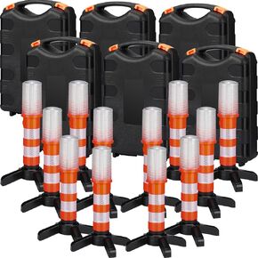 Leumoi Emergency Road Flares Kit LED Roadside Flares Warning Emergency Lights for Vehicles Flares Road Safety Alert Beacon with Magnetic Bases Detachable Stands Storage(12 Pcs)