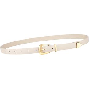 VONMELLI Women Skinny Leather Belt for Jeans Dress Thin Waist Belt Ladies Belt with Gold/Sliver Buckle