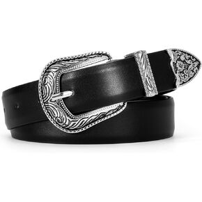 SUOSDEY Western Women Leather Belts for Jeans Dresses with Vintage Metal Buckle