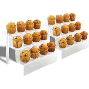 Acrylic Display Shelf - 2pk Clear Acrylic Stand 3-Tiered Special Occasion Dessert and Bakery Display Stand