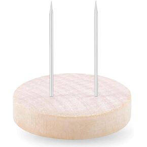Wooden Doll Stand with Dual Needles, Round Base 1P, Display Your Positive Potato Pickle Avocaod Bee Owl Standing Holders