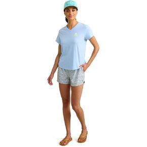 Huk Women's Short Sleeve V-Neck Tee ، تي شيرت صيد الأسماك