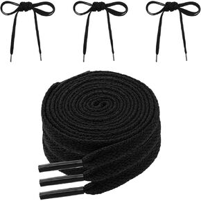 3 Pairs Shoe Laces for Sneakers, 5/16" Wide Flat Shoelaces Polyester Stretch Flat Shoe Strings for Women Men