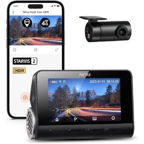 70mai New 4K Dash Cam A810 with Sony Starvis 2 IMX678,Dual HDR Front and Rear Cam,Built in GPS,Night Owl Vision,Support 256GB Max,Smart Parking Guardian Mode,AI Motion Detection,Time-Lapse Recording