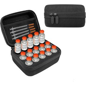 15-Slot Insulin Vial Case Holder for Refrigerator, Vial Storage Case Fits Standard 10ml U-100 Vials, Snug & Safe Vial Storage with Mesh Bag