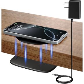 KPON Invisible Wireless Charger, 40MM(1.57") Wireless Charging Desk Mat Mouse Pad, Hidden Charging Station for iPhone 16 Pro Max/15/14/13/12/Samsung/Google Pixel/LG/Wireless Phones(Adapter Included)