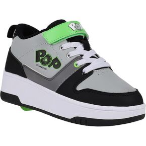 Heelys POP 5 Wheeled Heel Shoe, Black/Grey/Green, 3 US Unisex Big Kid