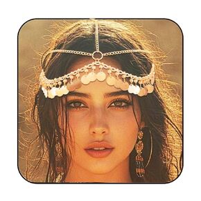 GORTIN Sequins Boho Head Chain Jewelry Gold Wedding Headpiece Bohemian Halloween Costume Hair Accessories for Women