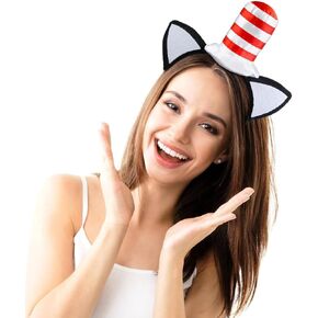 AKTVSHOW Cat Ears Headband with Hat Cute Costume Cat Ears Headbands, Funny Costume Headwear Accessories for Women Men Halloween Party Favors