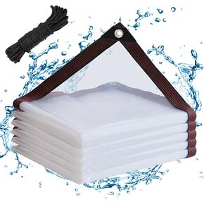 Clear Tarps Waterproof 4X6 with Grommets Clear Vinyl Tarp Heavy Duty Outdoor Clear Plastic Tarp Clear PVC Tarp Covering for Patio Henhouse Porch Canopy Plant Camping