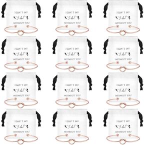 24 Pcs Jewelry Pouch Bridesmaid Gifts Set of 12 Linen Cotton Small Drawstring Bags & Bridesmaid Knot Bracelet Jewelry Packaging Proposal Gifts Bridal Party Favors