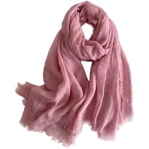 changyex Linen Long Scarf,Thin Scarves, Cotton Scarf For Women Lightweight, Summer Sheer Shawl 72.8 * 35in
