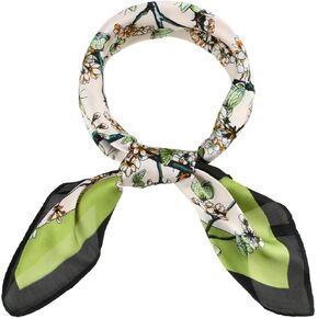 Jeffdad 27.5" Silk Feeling Neck Scarf, Lightweight Silk Scarf for Women Neck, Purse Scarf For Handbags, Square Neck Satin Scarfs for Bag Hair Scarves Gift(Green)