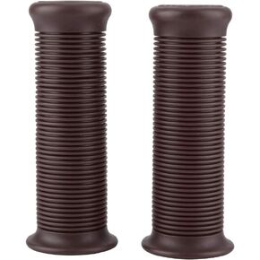 Akozon Handle Grip Pair of 1inch 25mm/1.1inch 28mm Universal Motorcycle Non Slip Stripe Vintage TPU Handle Handlebar Grip Fit for most of motorcycles (Dark Brown)