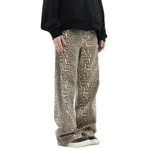 Yelloop Leopard Print Jeans Y2K Jeans Leopard Jeans Grunge Y2K Pants Womens Baggy Jeans 2000s Leopard Pants