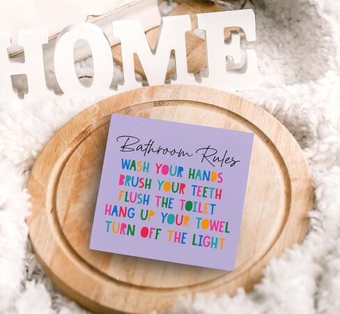 Kids Bathroom Decor Wood Box Sign Desk Decor, Toddler Bathroom Box Sign Decoration For Home School, Rainbow Bathroom Decor, Nursery Room Decoration, Kindergarten Shelf Table Decor in Saudi Arabia