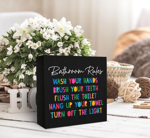 ديكور حمام الأطفال، صندوق خشبي، ديكور مكتب، ديكور صندوق حمام الأطفال الصغار، ديكور للمدرسة المنزلية، ديكور حمام قوس قزح، ديكور غرفة الحضانة، ديكور طاولة رف رياض الأطفال in Kuwait